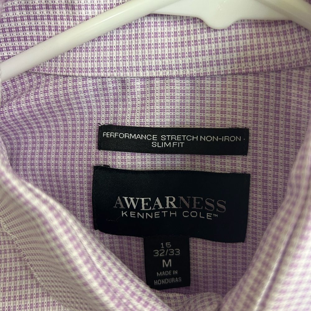 Kenneth Cole AWEARNESS Slim Fit Purple Check Men's Dress Shirt
